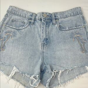 Women's Light Blue Denim Shorts with embroidery